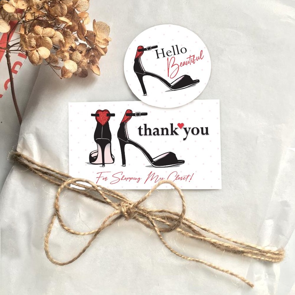 Poshmark High Heel Thank You Card & Sticker Combo (25)